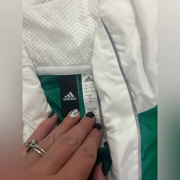 Adidas Green and Blue Windbreaker Jacket with a Hood - Picture 7 of 11